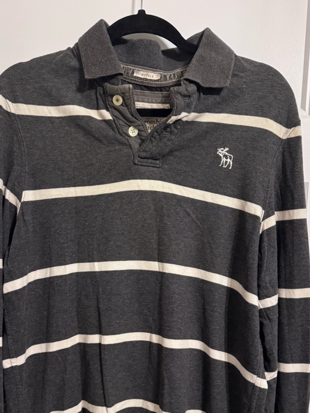Vintage Y2K Abercrombie Fitch Mens Medium Moose Button Henley Shirt